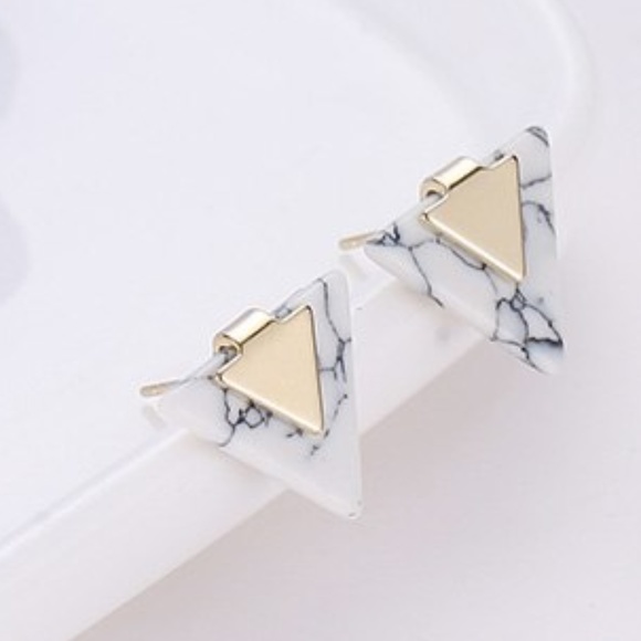 Marble & Gold Earrings - Picture 2 of 4